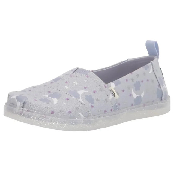 Toms Girls' Alpargata Classic Starry Sky Slip on Arctic Ice Foil Canvas Shoes - Picture 1 of 4